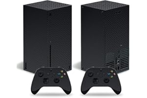 TAIFOND Whole Body Protective Vinyl Skin Decal Cover for Microsoft Xbox Series X Console, Black Carbon Fiber Xbox Series X Skins Wrap Sticker with Two Free Wireless Controller Decals