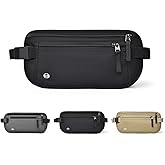 Travel Money Belt RFID Blocking - Slim Anti-Theft Passport Holder Pouch for Men & Women,Adjustable Waist Wallet with Secure Zipper (Black)