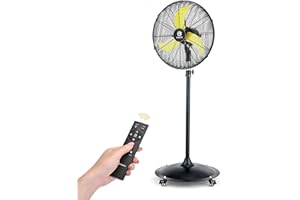 FUGOO 20'' Outdoor Quiet Oscillating Pedestal Fan With Remote Control,All Sealed BLDC Motor, 4-Speed Waterproof Outdoor Fan, Heavy Duty Industrial Fans for House,Patios, Commercial, Garage, Warehouse