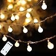 Globe String Lights 59 Ft 100 LED Christmas Lights Plug in with Remote Timer, Connectable 0.71'' Small Frosted Globe Lights for Bedroom Wedding Chrismtas Tree Indoor Outdoor Decor, Warm White
