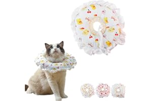 JATMIRA Cute Cat Recovery Collar Soft Adjustable Cats Cone Anti-Bite Pet Neck Pillow Easy to Wear Prevent Lick Wound After Surgery Injury (S(6.6-14lb),White)