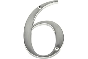 HILLMAN DISTINCTIONS Distinctions by Hillman 843326 4-Inch Brushed Nickel Flush-Mount House Number 6