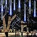 Alkbo Blue Color Meteor Shower Rain Lights Waterproof String for Wedding Party Christmas Xmas Decoration Tree Party Garden Xmas String Light Outdoor 8 Tube