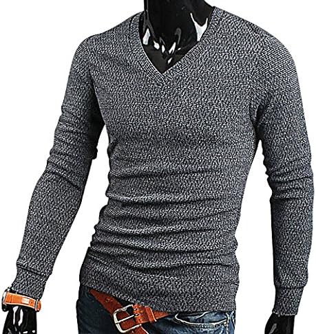 Tophaz Men's Stylish Slim Knitted Basic V Neck Sweater Thin Pullover SW06, Light Grey Small