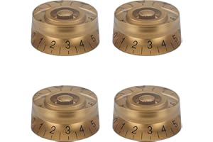 XIYANGJUAN 4Pcs Electric Guitar Knobs Gold Speed Volume Tone Control Knobs for Les Paul Guitar Replacement (Gold-Black Word)