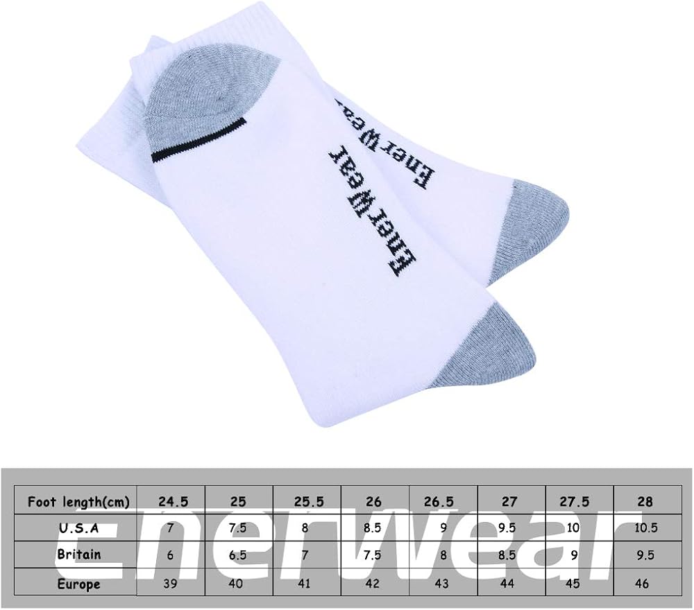 Enerwear 10P Pack Men's Cotton Moisture Wicking Heavy Cushion Crew Socks (10-13/shoe size 6-12 (10 Pair), White): Clothing