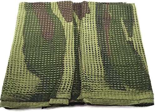 C4T Industries Military Sniper Veil - Tactical Camouflage Scrim Net Face Scarf Wrap - 100% Cotton - 48" x 42" Inches - Woodland Camo