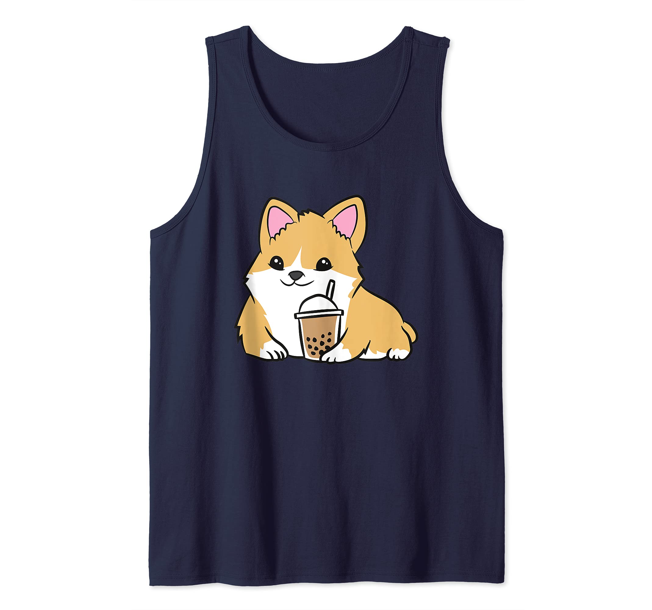 Kawaii Corgi Bubble Tea Cute Welsh Corgi Pearl Milk Tea Tank Top