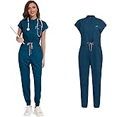 ALIALAVESTA Scrubs Set for Women,Soft Stretch Jumpsuit & Jogger with Multi Pocket for Nurse Esthetician Workwear