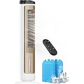 PNTCK Portable Evaporative Air Cooler: 41" Bladeless Tower Fans Swamp Cooler for Bedroom, Office, Standing Fans That Blow Cold Air with 12H Timer, 3 Speeds, 4 Modes, 20FT Remote, 80&deg; Oscillating
