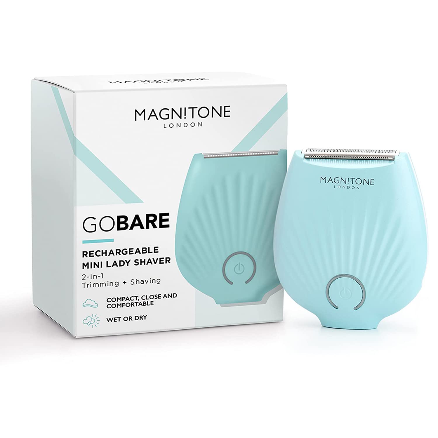 Magnitone GoBare Rechargeable Waterproof Compact Mini Lady Shaver for Legs, Underarms and Bikini Line (Aqua)