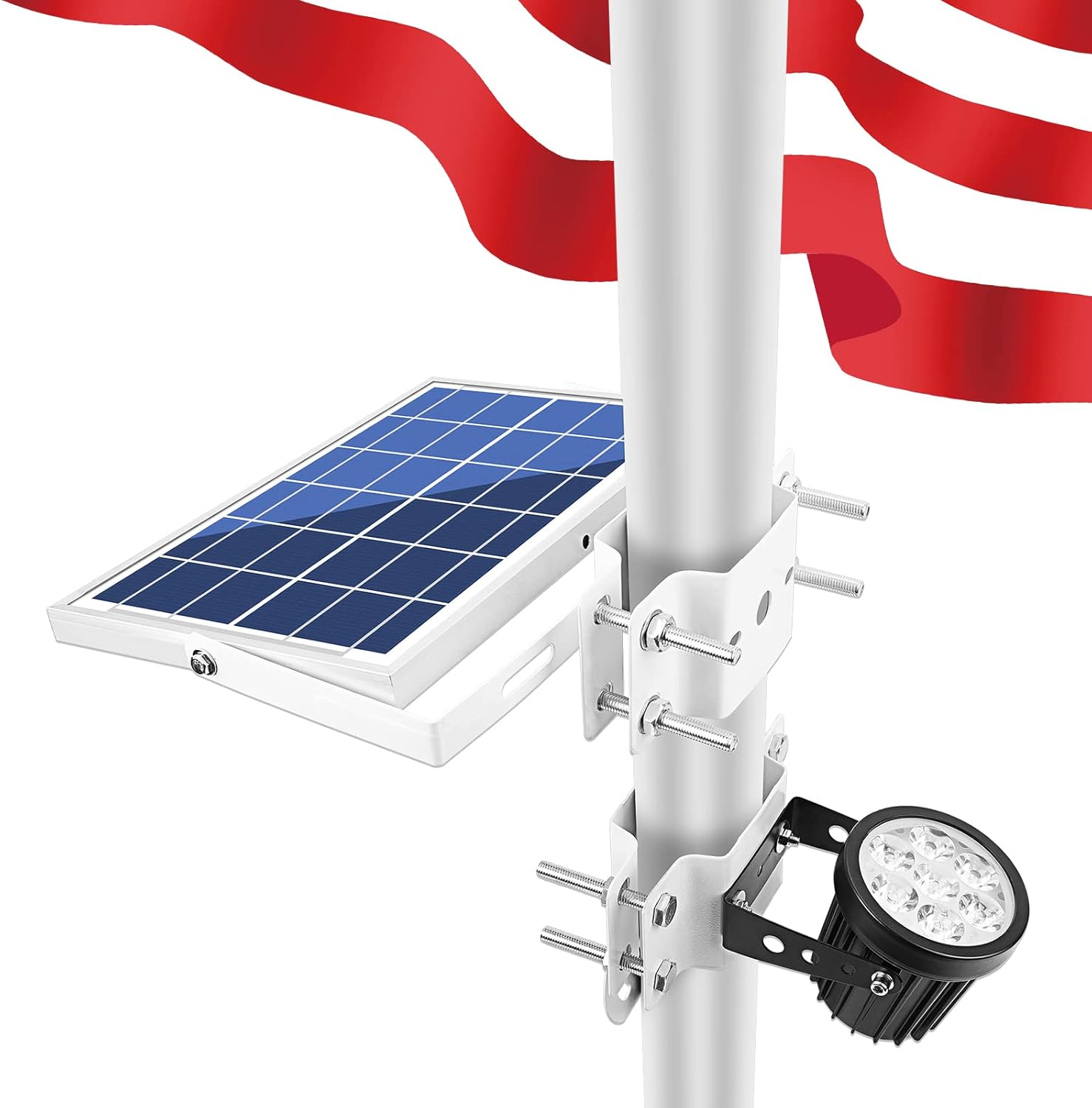 Flagpole Hardware - APONUO Solar Flag Pole Light,Solar Powered Flagpole Lights Pole Mount Upgraded Solar Flagpole Lights Outdoor Dusk to Dawn 2 Lighting Mode for Pole(Cool White)