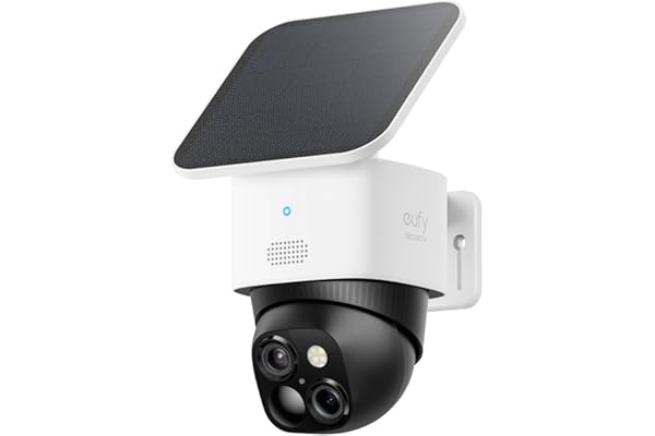 eufy Security SoloCam S340, Solar Security Camera, Wireless Outdoor Camera, 360 Degree Pan & Tilt Surveillance, No Blind Spots, 2.4 GHz Wi-Fi, No Monthly Fee, HomeBase S380 Compatible (Renewed)