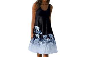 FONMA Dresses for Women 2024 Summer Beach Dress Casual Boho Midi Sundresses Casual Sleeveless Ruffle Party Dress with Pocket