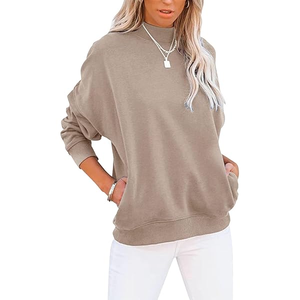 TICTICMIMI Women's Casual Long Sleeve Sweatshirt Tops Mock