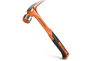 Jorgensen 20 oz Straight Claw Hammer with Magnetic Nail Holder, Rip Claw Hammer with Milled Face, Side Nail Puller, Shock Absorbing Grip, Heavy Duty One-piece Forged Hammer