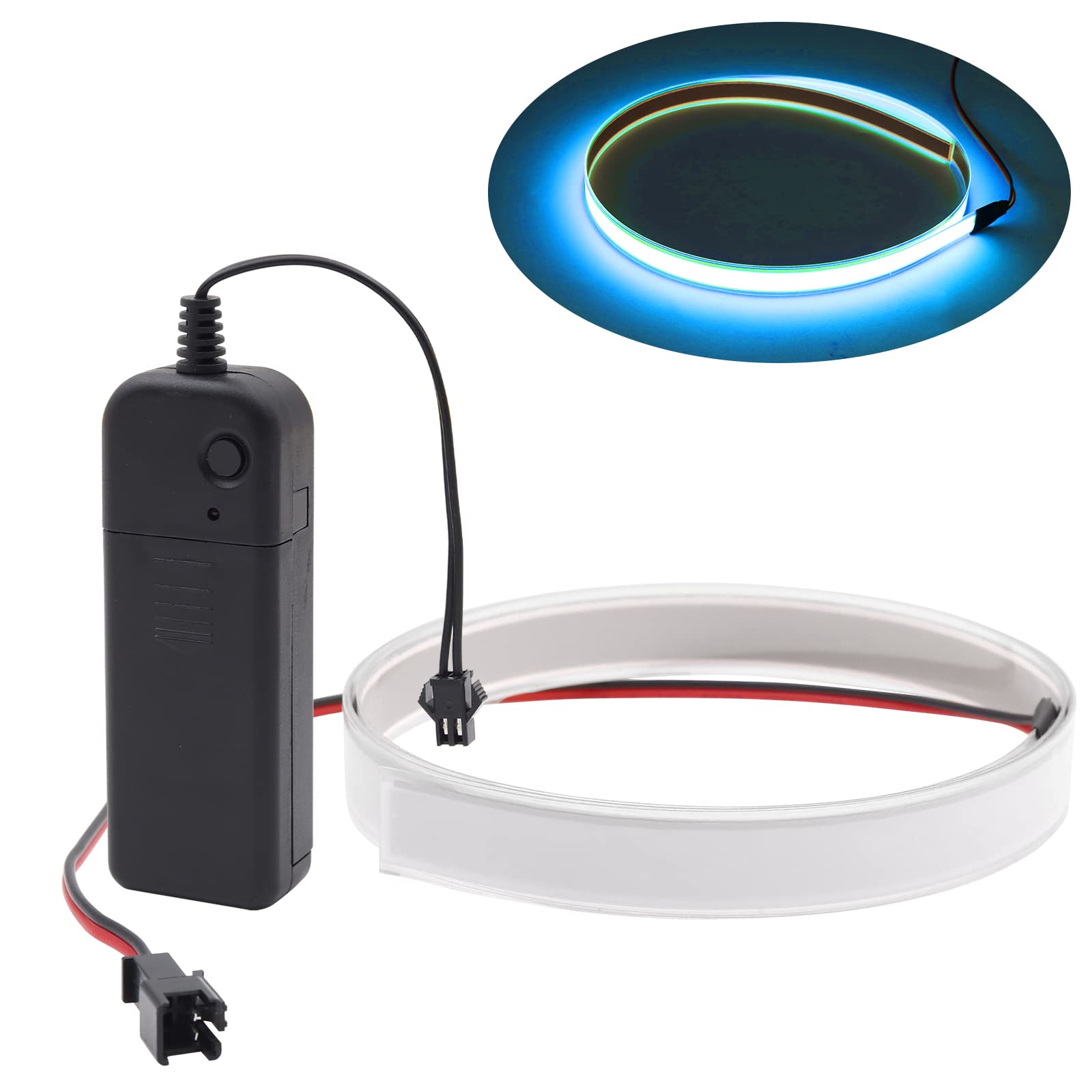 Ygmylandbb Electroluminescent El Light Strip, EL Wire Rope Lights, 1M Neon Glowing Strobing Electroluminescent 100 cm x 1.4 cm (39.3" x 0.5") ON/Slow Flash/Fast Flash, White, 1Pack