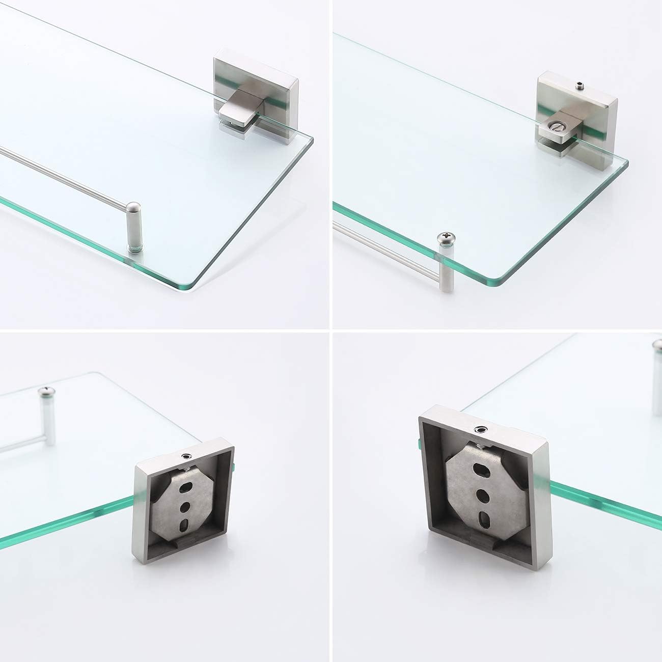 KES Bathroom Glass Shelf 1 Tier Shower Caddy Bath Basket Stainless Steel RUSTPROOF Wall Mount NO Drilling Brushed Finish, A2420ADG-2 - - 