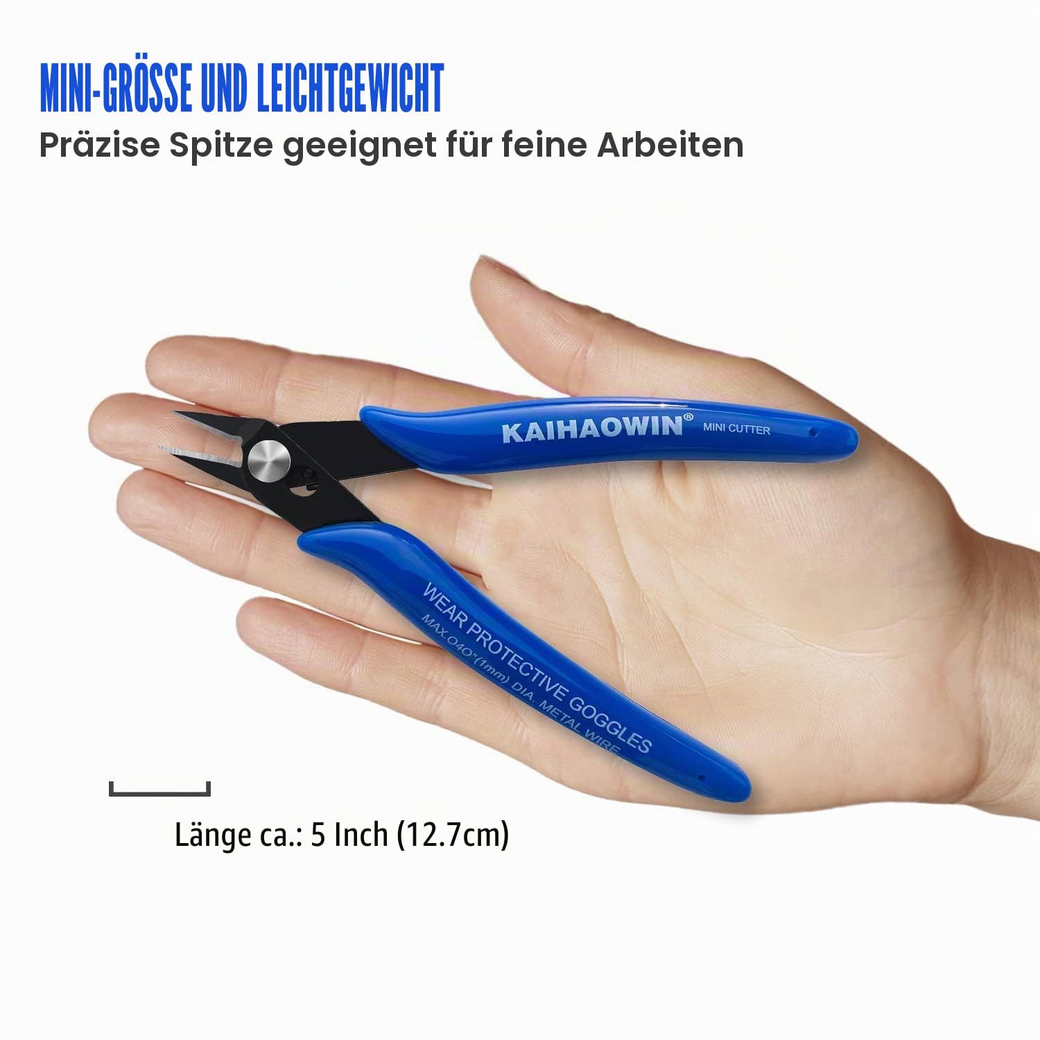 KAIHAOWIN 10 Stück Seitenschneider Klein, 170 Elektronik Drahtschneider, Präzision Schneiderzange, Mini Drahtschere für Modellbau, Handwerk, Schmmuck, blau 3