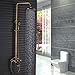 Rozin Bathroom Rainfall Shower Tub Faucet Set 8-inch Top Showerhead + Handheld Spray Antique Brass