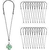 20 Pcs Necklace Cord for Pendant Necklace String Adjustable Knotted Handmade Craft Choker with Metal Ring for Hanging Pendants Rope, Black Necklace Cord