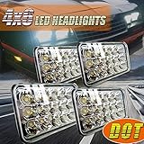 (4pcs) Dot approved 4x6 inch LED Headlights Rectangular Replace H4651 H4652 H4656 H4666 H6545 for Peterbil 379 Kenworth T600 T800 W900 Freightinger Ford Probe Chevrolet Oldsmobile Cutlass