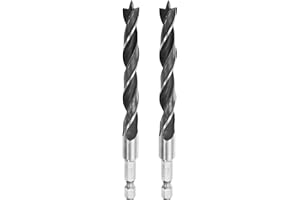 HARFINGTON 2pcs Brad Point Drill Bits Set 3/8" Dia High Carbon Steel Spiral Wood Twist Drill Bits with 1/4" Hex Shank for Drilling Softwood Hardwood Composite Wood MDF Plywood Particleboard
