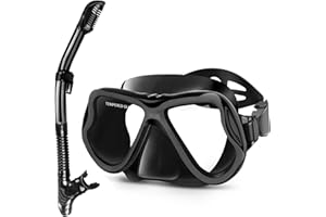 Greatever Dry Snorkel Set,Panoramic Wide View,Anti-Fog Scuba Diving Mask,Professional Snorkeling Gear