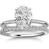 RODIFFY 1.5CT/3.5CT Oval Cut Engagement Ring Set,S925 Silver AAAAA Grade CZ Bridal Wedding Ring Set