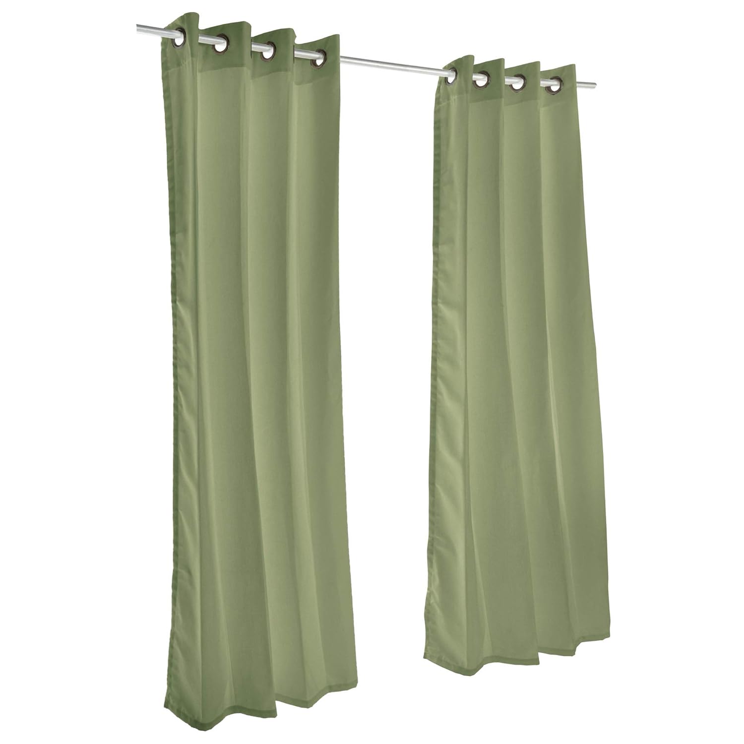 Sunbrella Canvas Brass Outdoor Curtain with Dark Gunmetal Grommets 50 in. Wide x 84 in. Long