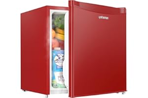 Upstreman 1.7 Cu.ft Mini Fridge with Freezer, Dorm Essentials, Adjustable Thermostat, Energy Saving, Low Noise, Single Door Compact Refrigerator for Dorm, Office, Bedroom, Red-FR17