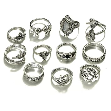 Qinlee 11pcs Ringe Gelenkring Bandring Öffnungsring Einstellbar Ringe Hochzeiten Bankette Jahrestag Party Schmuck Geschenk fü