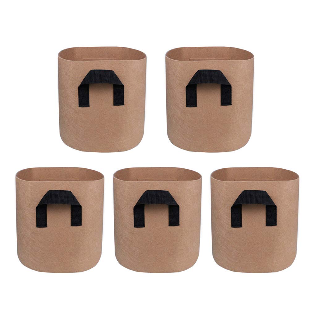 Mintice 5x7 Gallon Brown Breathable Planter Bags for Vegetables and Flowers, Indoor & Outdoor Use