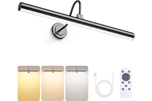 Bridika Battery Operated Picture Light, 16.5in Picture Lights for Wall with Remote, 3 Color Modes and Dimmable Gallery Light for Library, Dartboard, Bedroom, Bathroom with Timer (Black, 1 Pack)