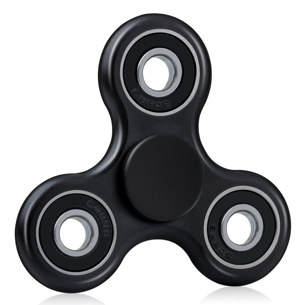 CASOFU Tri-Spinner Fidget Spinner Toy Stress Reducer Ceramic Bearing - Perfect For ADD, ADHD, Anxiety, and Autism Adult Children ,Black - D
