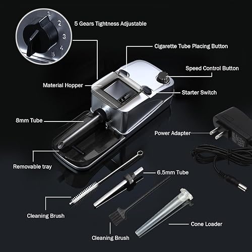 electric cigarette rolling machine uk Electric Cigarette Rolling Machine, Pre Roll Machine, Cones Rolling Machine,  Automatic Tobaco Roller Maker, 3 in 1 for King/Regular Size Cigarettes 6.5  mm & 8 mm Tube and Pre Roll Cones in