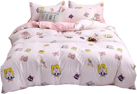 Amazon Holy Home セーラームーン 月野うさぎ キッズ アニメ アイドル ピンク 布団カバーセット 誕生日 ギフト 寝具 4点 フル 寝具カバーセット オンライン通販