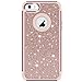 iPhone SE Case, iPhone 5S Case, iPhone 5 Case, Anuck 3 in 1 Hybrid Shockproof Protective Case for Girls Cute Bling Sparkly Glitter Heavy Duty Armor Defender Cover for Apple iPhone 5/5S/SE - Rose Gold