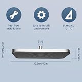 Hibbent Self-Cleaning Rainfall Shower Head 12x8 Inch Square Black Chrome view 4
