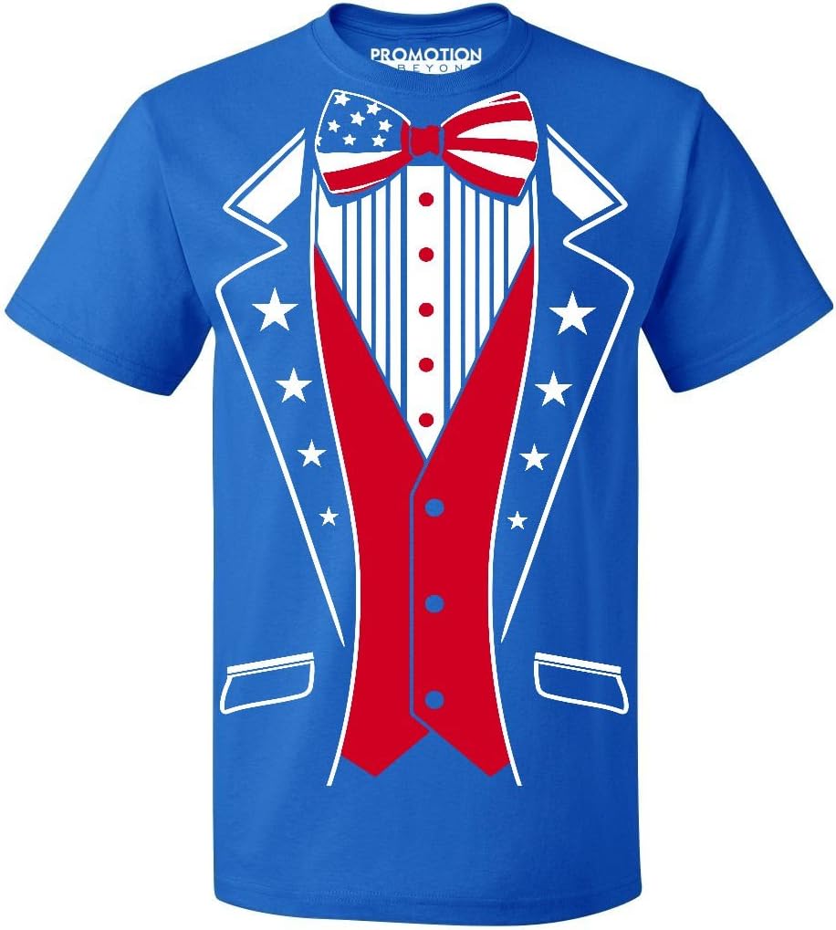 Promotion & Beyond4th of July USA Tuxedo Shirt for Men Funny Patriotic Men's T-Shirt