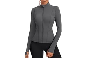 Rapbin Women's Slim Fit Workout Jackets Full Zip Long Sleeve Running Athletic Tops Yoga Shirts with Thumb Holes