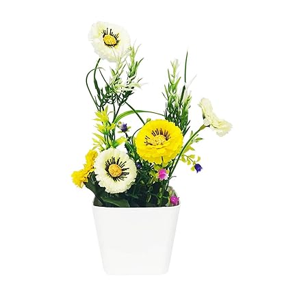 Buy Arvana Flower Vase With Artificial Flowers For Office