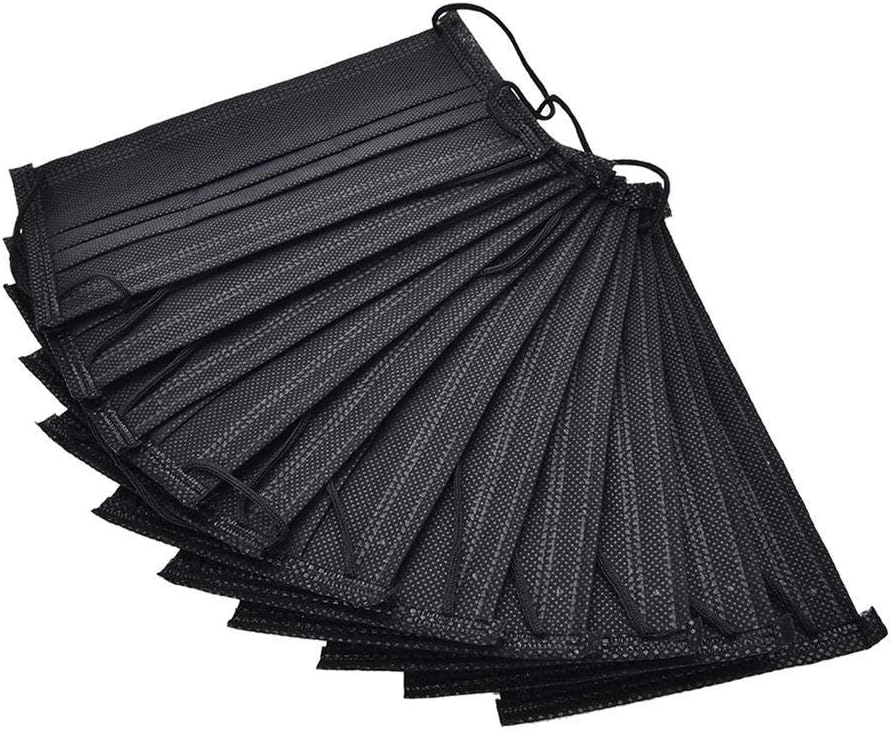 Holo Cute 10pcs Black Disposable Face Masks Anti-dust Flu 3 Layer Non Woven Face Masks Ideal for Dental Construction Painting Allergies Gardening