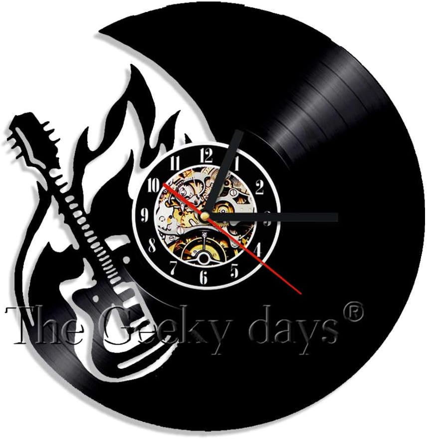 FDGFDG Roll N Roll Hand Sign Music Wall Clock Music Instrument Guitar