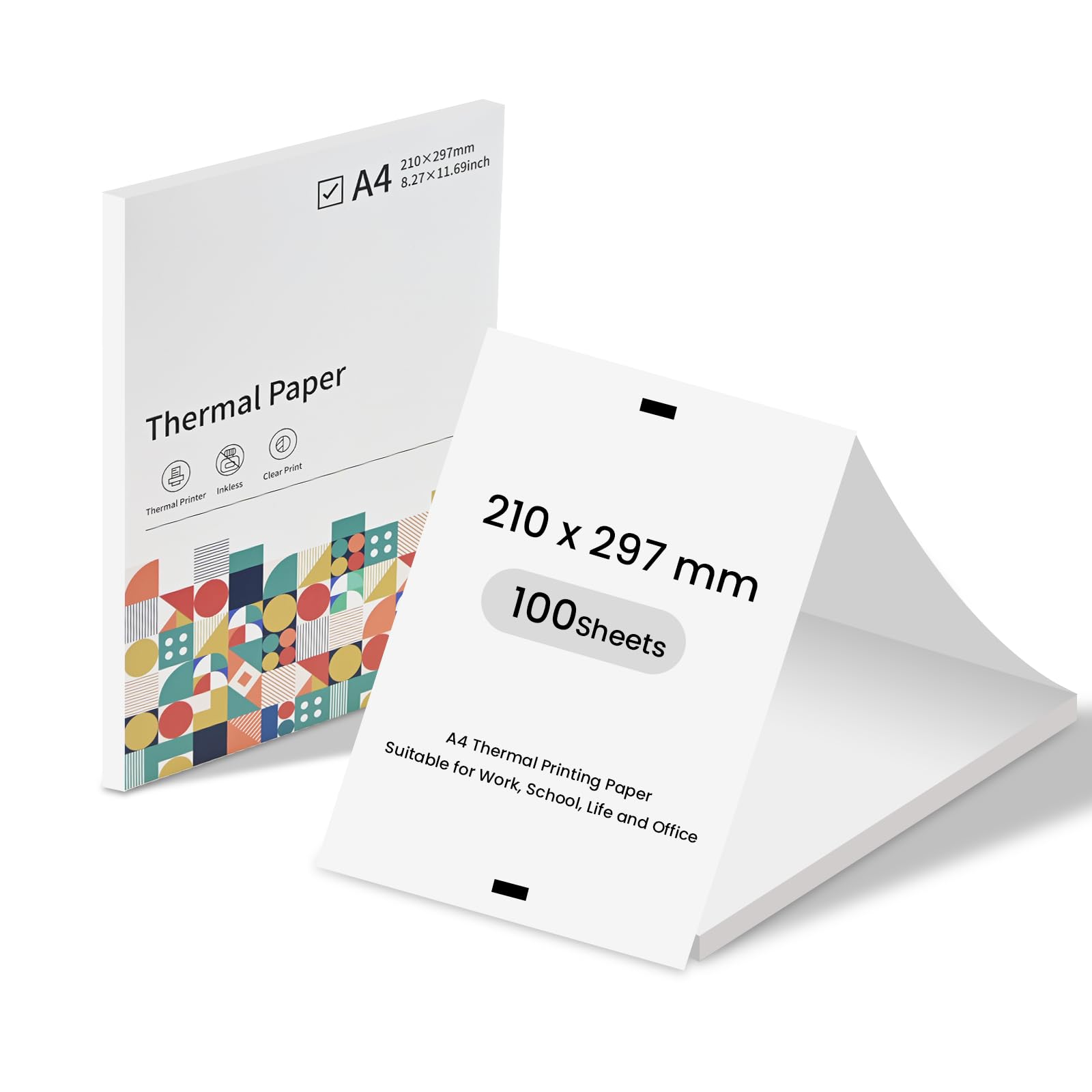 vretti A4 Folding Thermal Printer Paper, 100 Sheets, 210x297mm (8.27"x11.69"), Thermal, BPA Free, Compatible with P83 and Other A4 Portable Printers