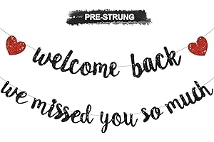 RICHHHA Glitter Black Welcome Back We Missed You So Much Banner,NO DIY,for Welcome Home Celebration Decorations Family Gathering,Back to School Events Military Homecoming Decoration