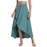 IUGA High Waist Maxi Skirt with Slit Ruffle Wrap Skirt Trendy Flowy Skirts for Women Long Skirts with Shorts Underneath