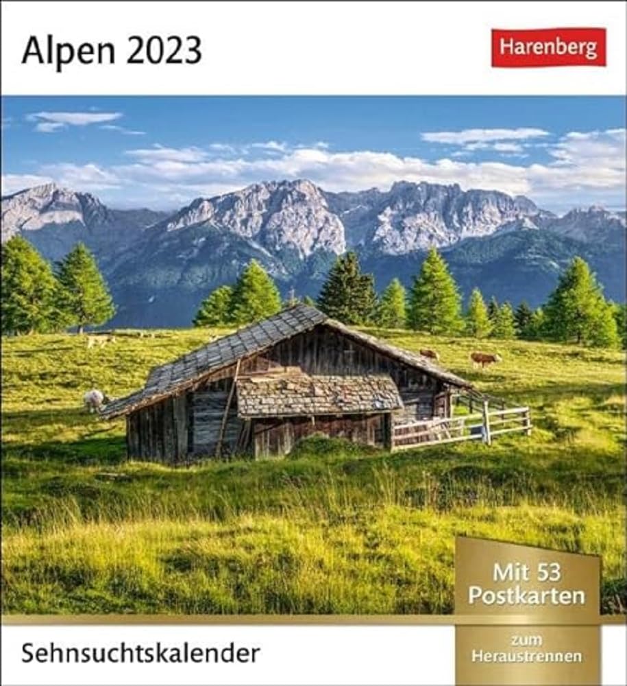 Alpen Longing Calendar 2023: Weekly Calendar with 53 Postcards