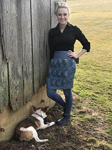 Egg Gathering Apron 18 Pockets Soft Durable Denim Fabric for Collecting Chicken and Quail Eggs
