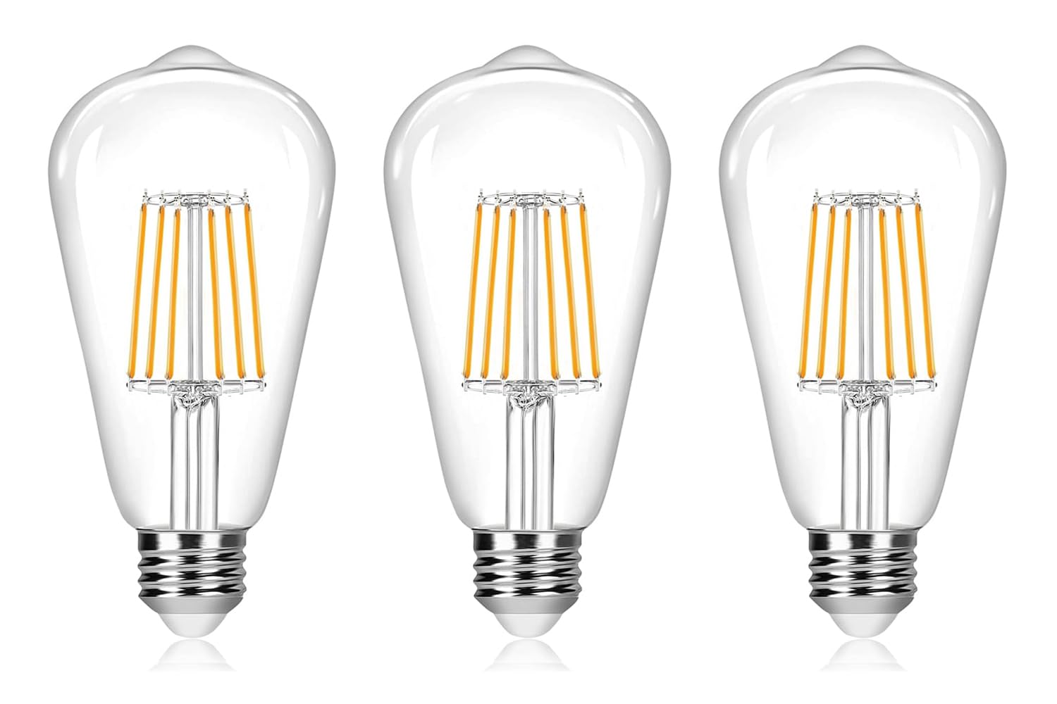 ZFQ 3-Pack Vintage LED Edison Bulbs 6W Equivalent 60 Watt LED Filament Light Bulb 600 Lumen 2700K Warm White ST64 Antique E27 Base for Decoration, AC 220-240V, Non Dimmable